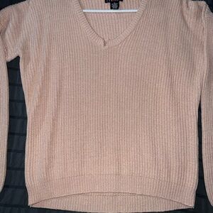 Women's V-Neck Sweater - Pale Pink